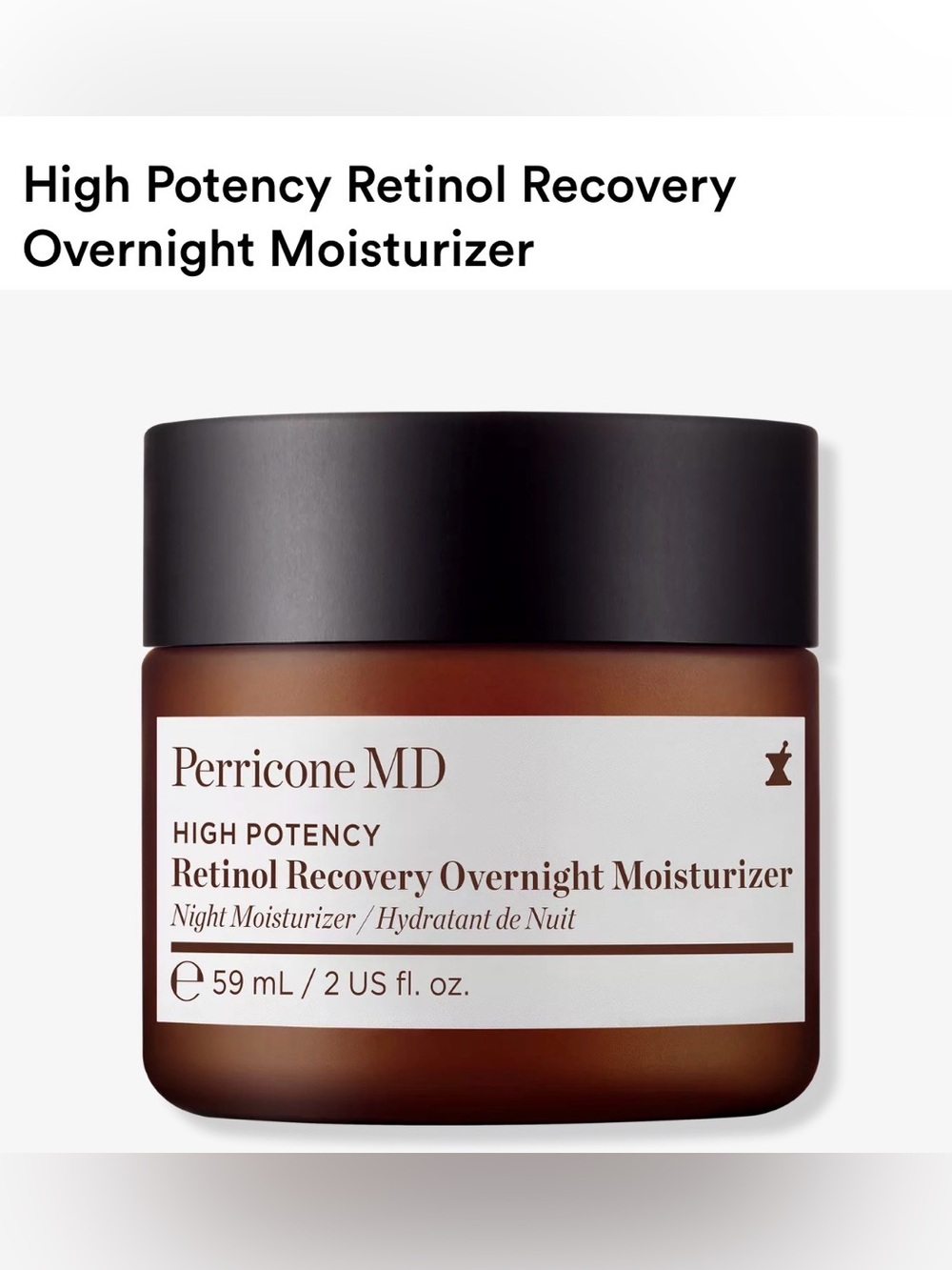 NWT Perricone MD Retinol Recovery Overnight Moisturizer — UNOPENED